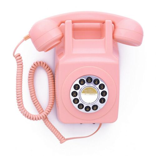 Roze retro muur telefoon met jaren '70 design- 746WALLPUSHPIN- van GPO RETRO