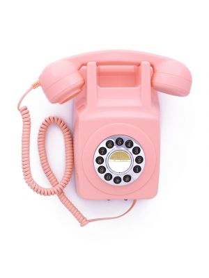 Roze retro muur telefoon met jaren '70 design- 746WALLPUSHPIN- van GPO RETRO